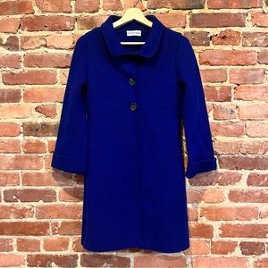 Michele Negri 100% Wool Snap Button Coat Size Medium Royal Blue Collared